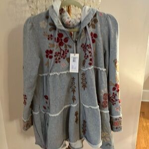 NWT Johnny was zip up sweatshirt peplum style.size med